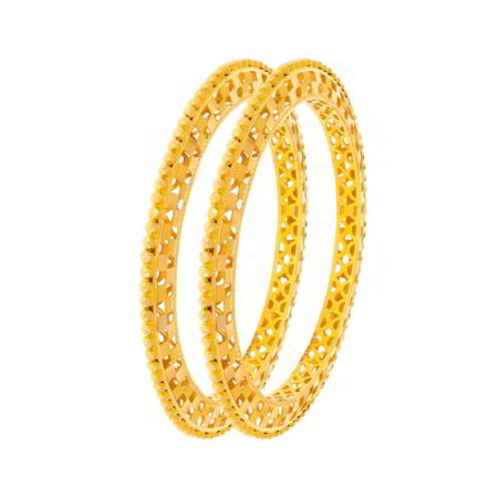 Traditional Textured Gold Bangles (Set Of Two)