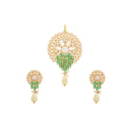 Classy Gemstone Dangler Gold Pendants Set