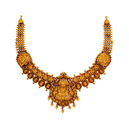Ceremonial Peacock Goddess Lakshmi Gemstone Gold Neckace
